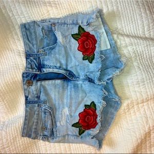 American Eagle Super Stretch Flowered Denim Shorts